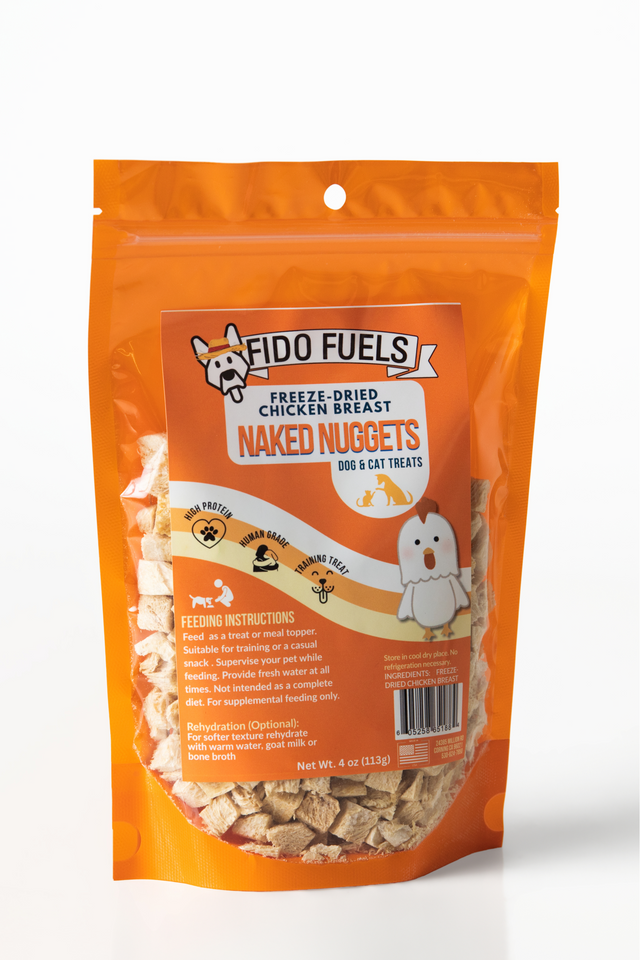 Naked Nuggets Freeze Dried Chicken Breast Treats | Treats for Dogs and Cats | Fido Fuels